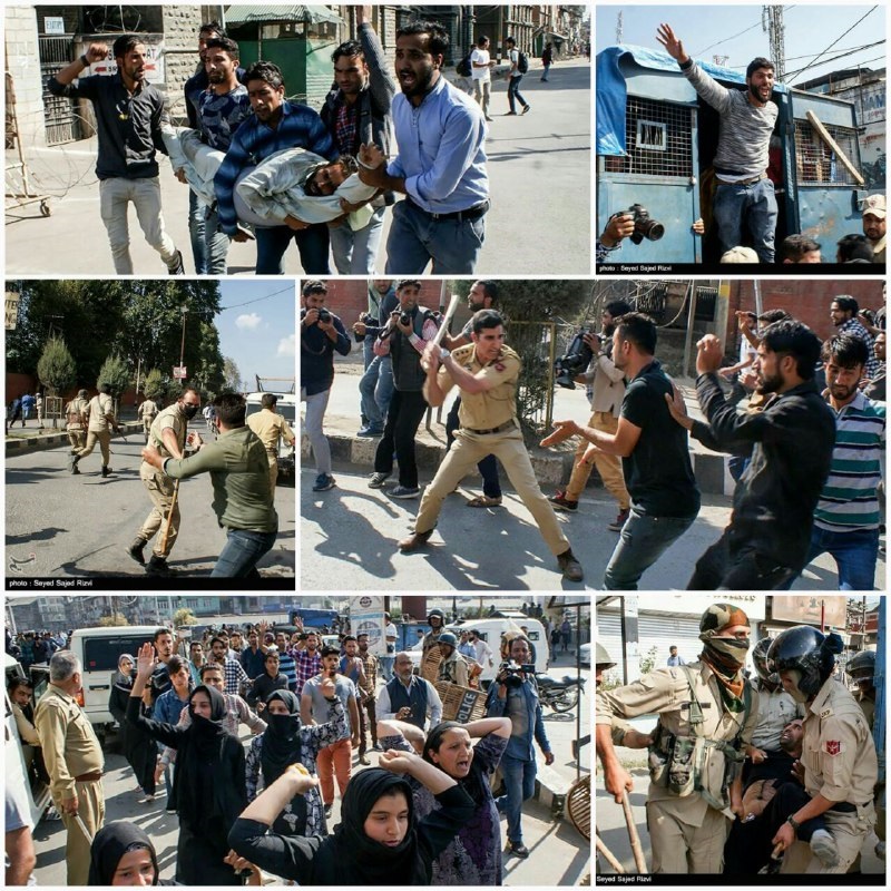 حمله پلیس هند به مراسم عزاداران کشمیر +عکس